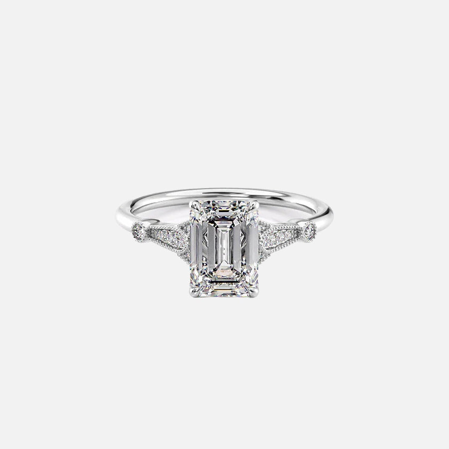 The Sharon Emerald Side Stone Moissanite Ring - KNT - Engagement Rings, Wedding Bands & Fine Jewelry