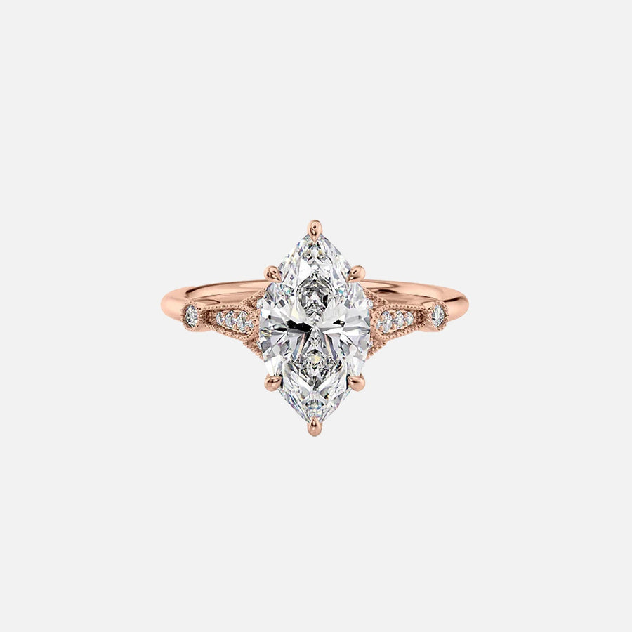 The Sharon Marquise Side Stone Moissanite Ring - KNT - Engagement Rings, Wedding Bands & Fine Jewelry