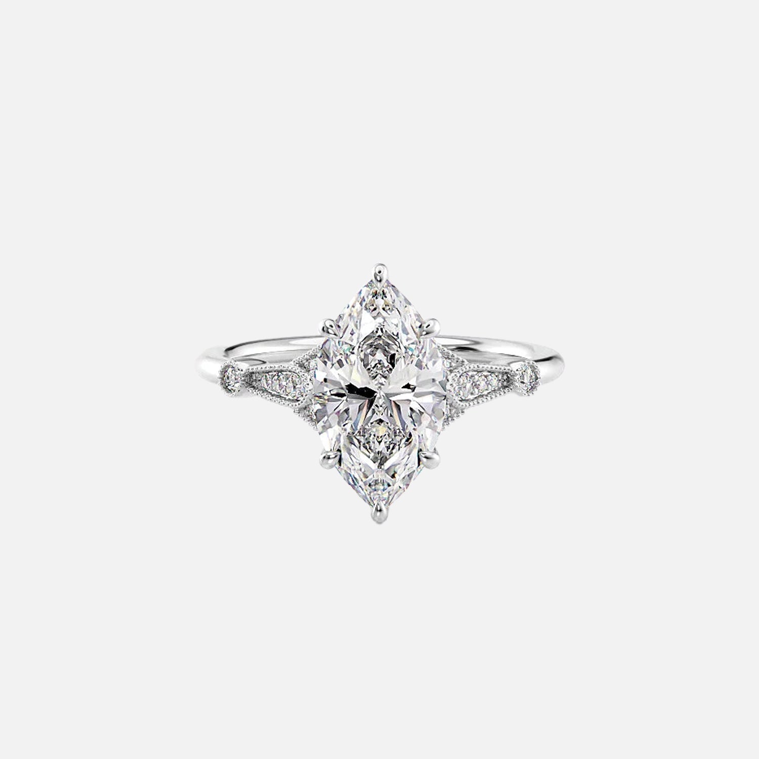 The Sharon Marquise Side Stone Moissanite Ring - KNT - Engagement Rings, Wedding Bands & Fine Jewelry
