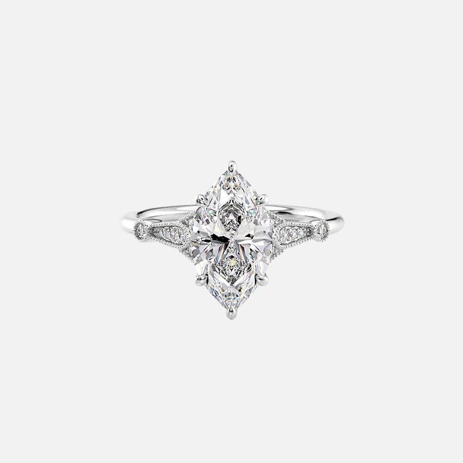 The Sharon Marquise Side Stone Moissanite Ring - KNT - Engagement Rings, Wedding Bands & Fine Jewelry