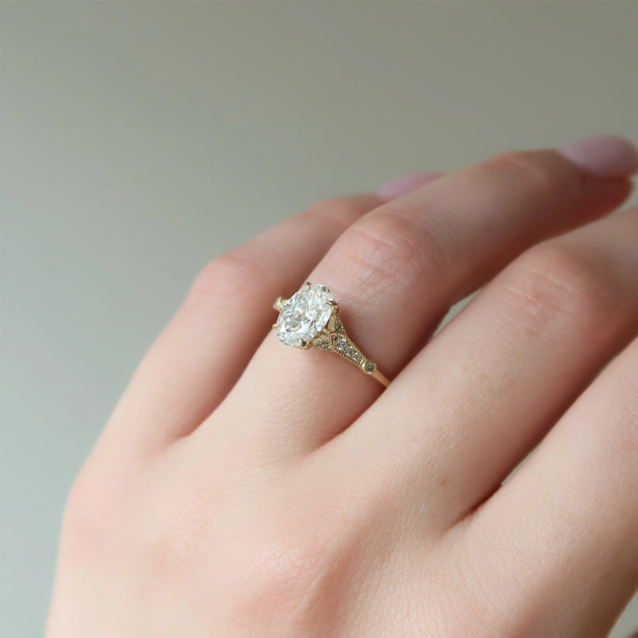 The Sharon Oval Side Stone Moissanite Ring - KNT - Engagement Rings, Wedding Bands & Fine Jewelry