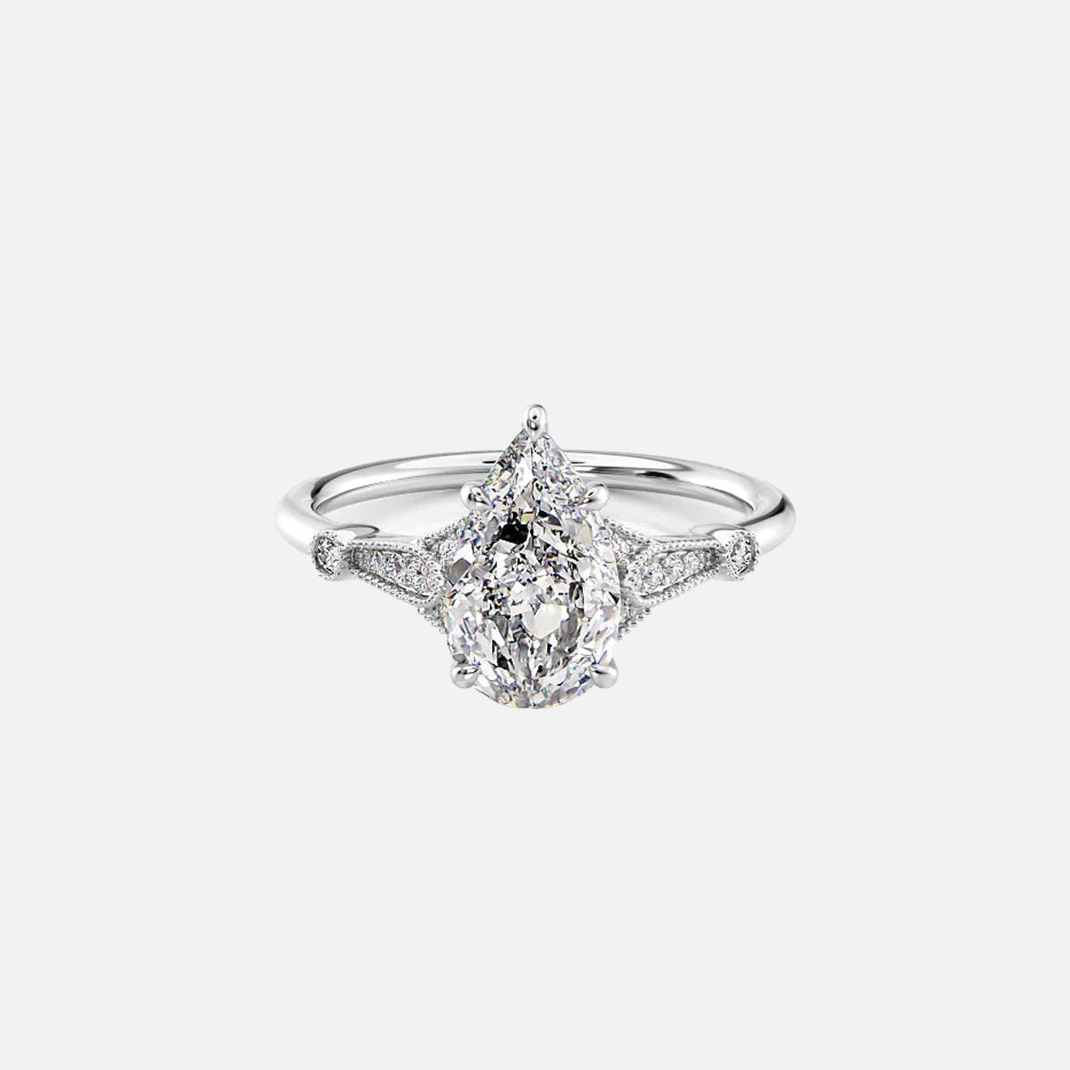 The Sharon Pear Side Stone Moissanite Ring - KNT - Engagement Rings, Wedding Bands & Fine Jewelry