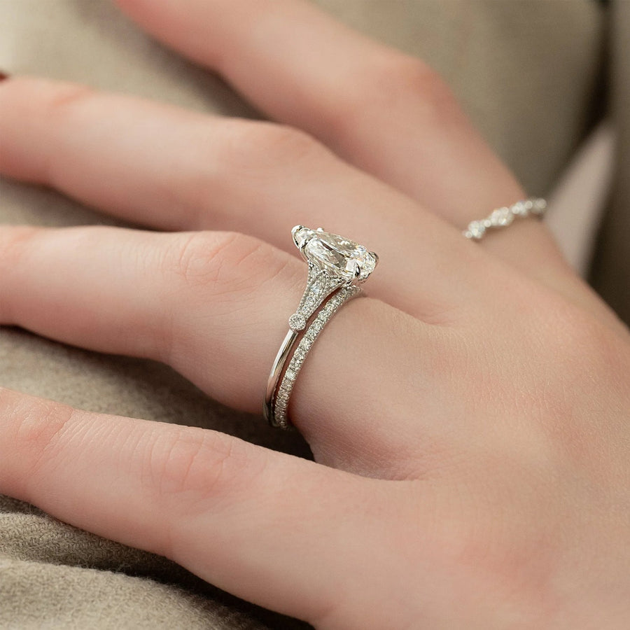The Sharon Pear Side Stone Moissanite Ring - KNT - Engagement Rings, Wedding Bands & Fine Jewelry