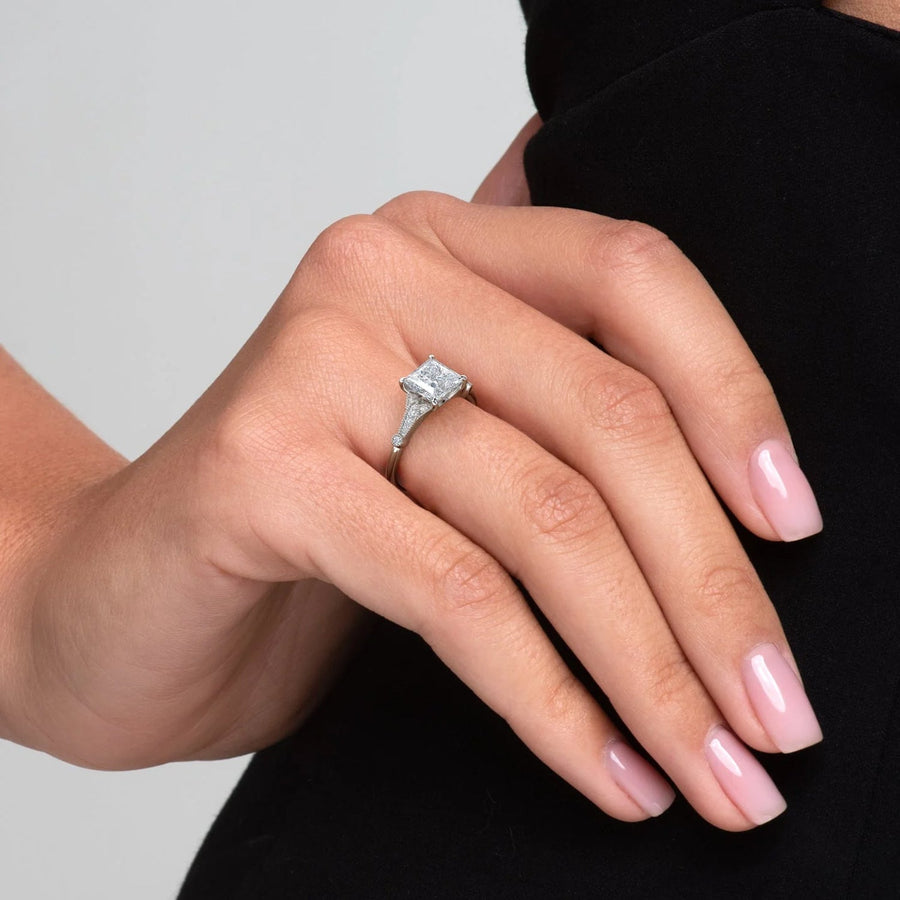 The Sharon Princess Side Stone Moissanite Ring - KNT - Engagement Rings, Wedding Bands & Fine Jewelry