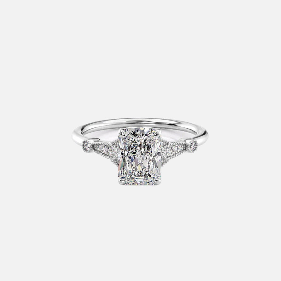 The Sharon Radiant Side Stone Moissanite Ring - KNT - Engagement Rings, Wedding Bands & Fine Jewelry