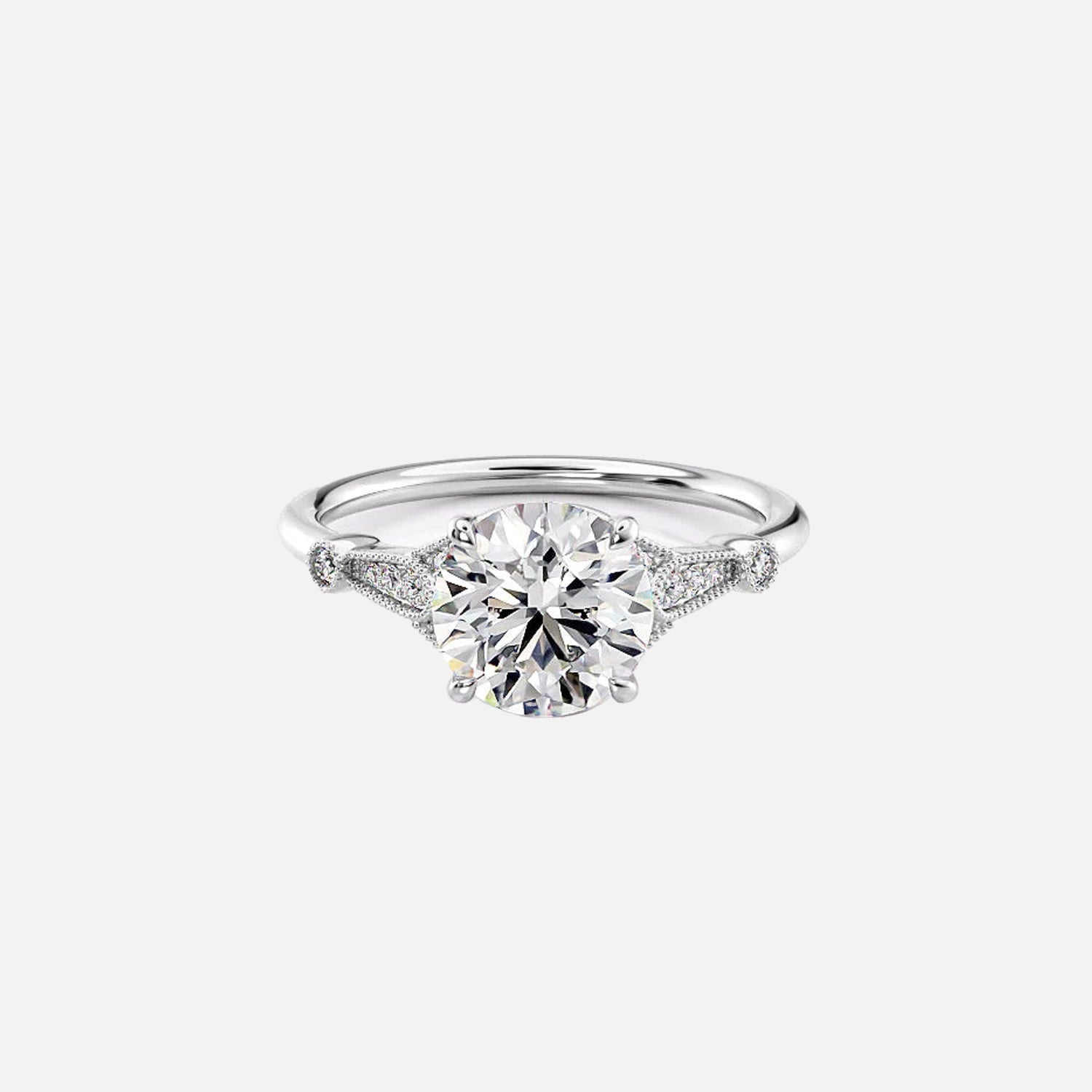 The Sharon Round Side Stone Moissanite Ring - KNT - Engagement Rings, Wedding Bands & Fine Jewelry
