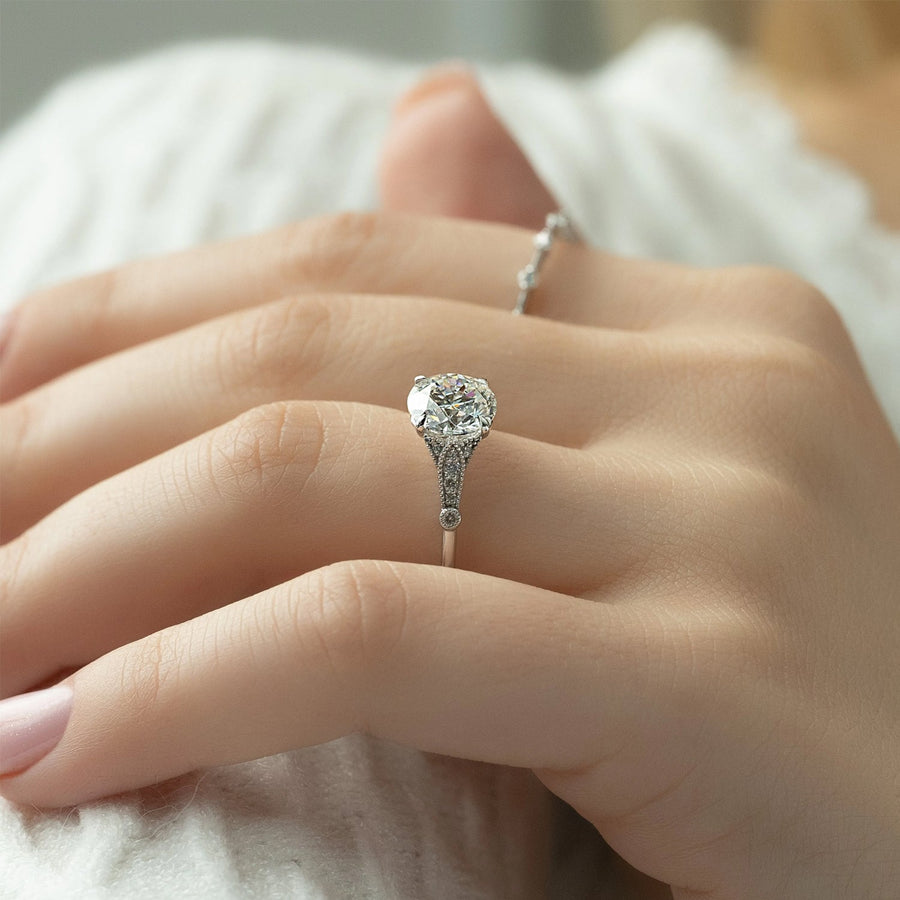 The Sharon Round Side Stone Moissanite Ring - KNT - Engagement Rings, Wedding Bands & Fine Jewelry