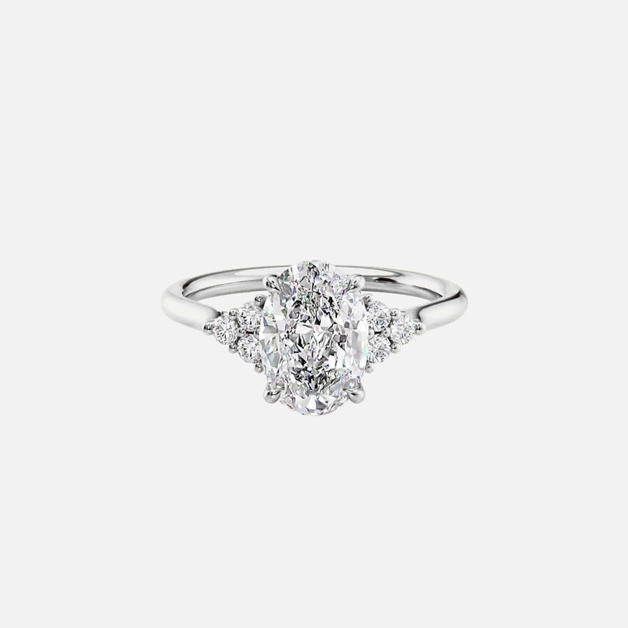 The Side Stone Catharina Oval Solitaire Moissanite Ring - KNT - Engagement Rings, Wedding Bands & Fine Jewelry