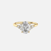 The Side Stone Catharina Oval Solitaire Moissanite Ring - KNT - Engagement Rings, Wedding Bands & Fine Jewelry