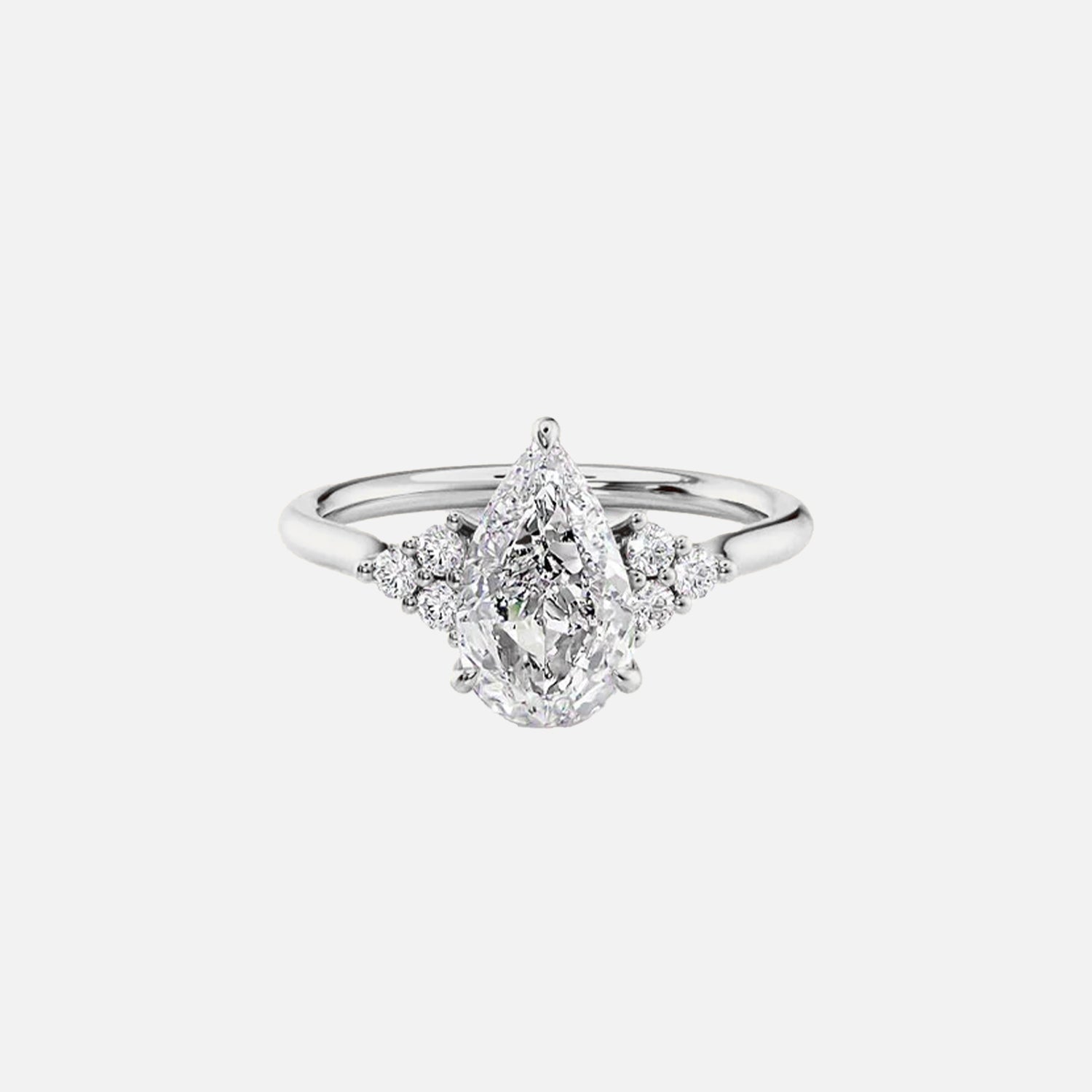 The Side Stone Catharina Pear Solitaire Moissanite Ring - KNT - Engagement Rings, Wedding Bands & Fine Jewelry