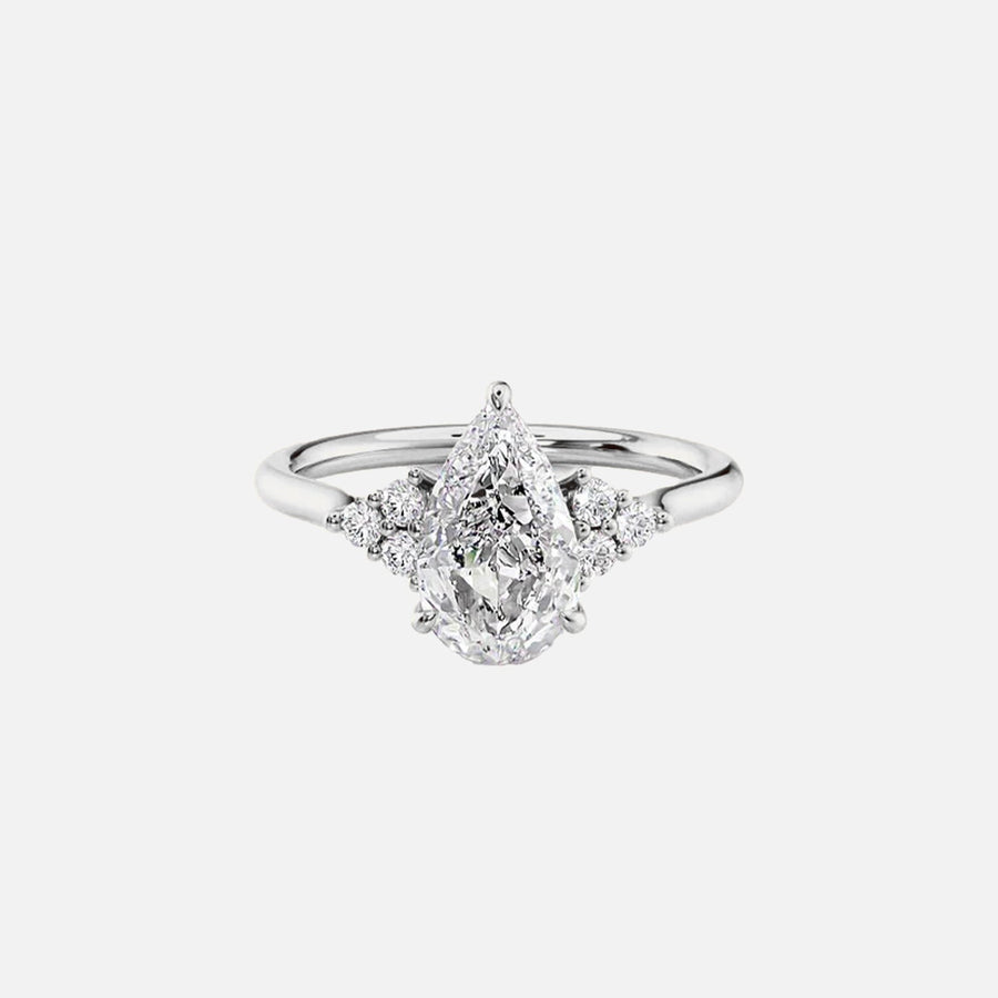 The Side Stone Catharina Pear Solitaire Moissanite Ring - KNT - Engagement Rings, Wedding Bands & Fine Jewelry
