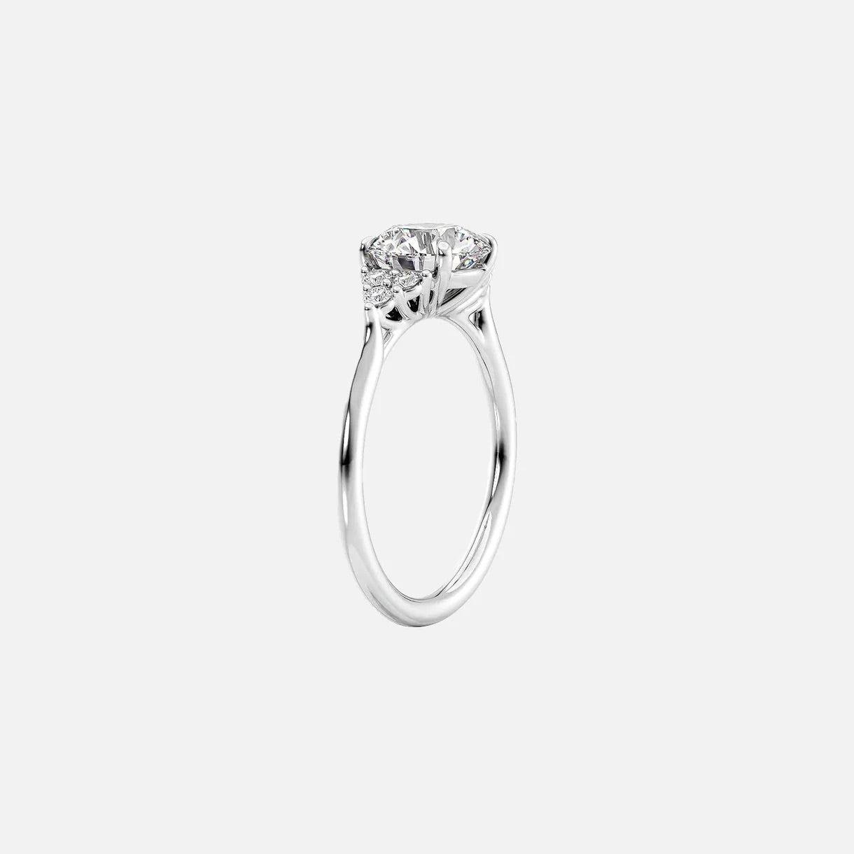 The Side Stone Catharina Pear Solitaire Moissanite Ring - KNT - Engagement Rings, Wedding Bands & Fine Jewelry