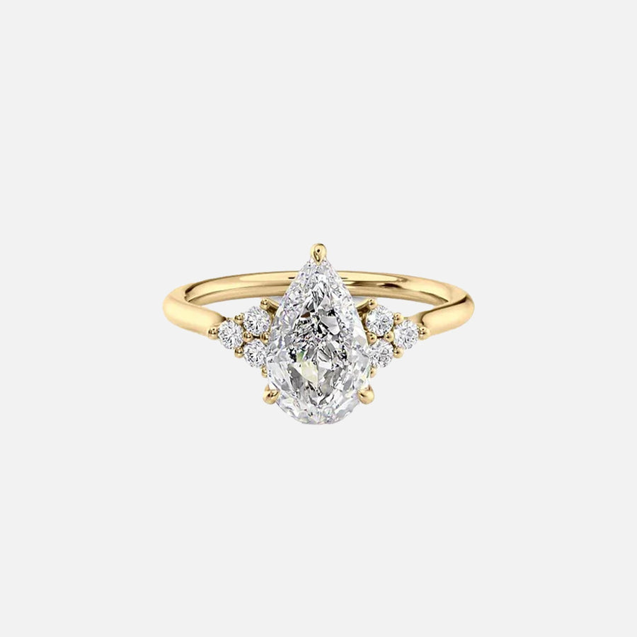 The Side Stone Catharina Pear Solitaire Moissanite Ring - KNT - Engagement Rings, Wedding Bands & Fine Jewelry