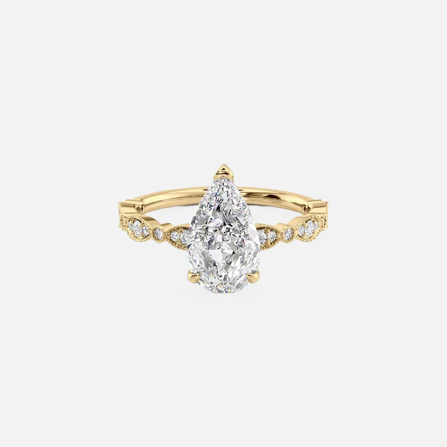 The Side Stone Zanessa Pear Moissanite Ring - KNT - Engagement Rings, Wedding Bands & Fine Jewelry