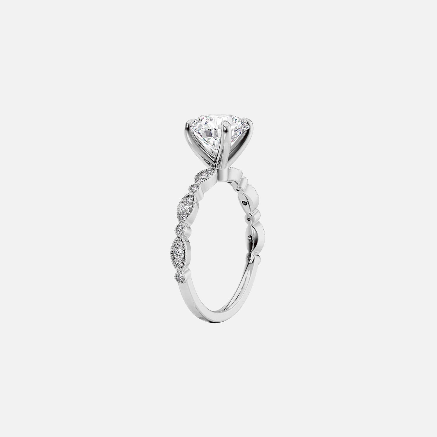 The Side Stone Zanessa Princess Moissanite Ring - KNT - Engagement Rings, Wedding Bands & Fine Jewelry