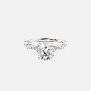 The Side Stone Zanessa Round Moissanite Ring - KNT - Engagement Rings, Wedding Bands & Fine Jewelry