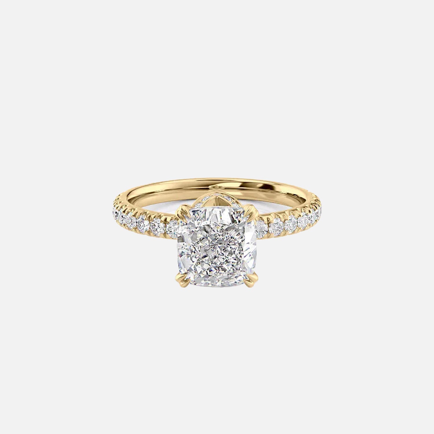 The Sofia Cushion Moissanite Ring 14k Yellow Gold 001