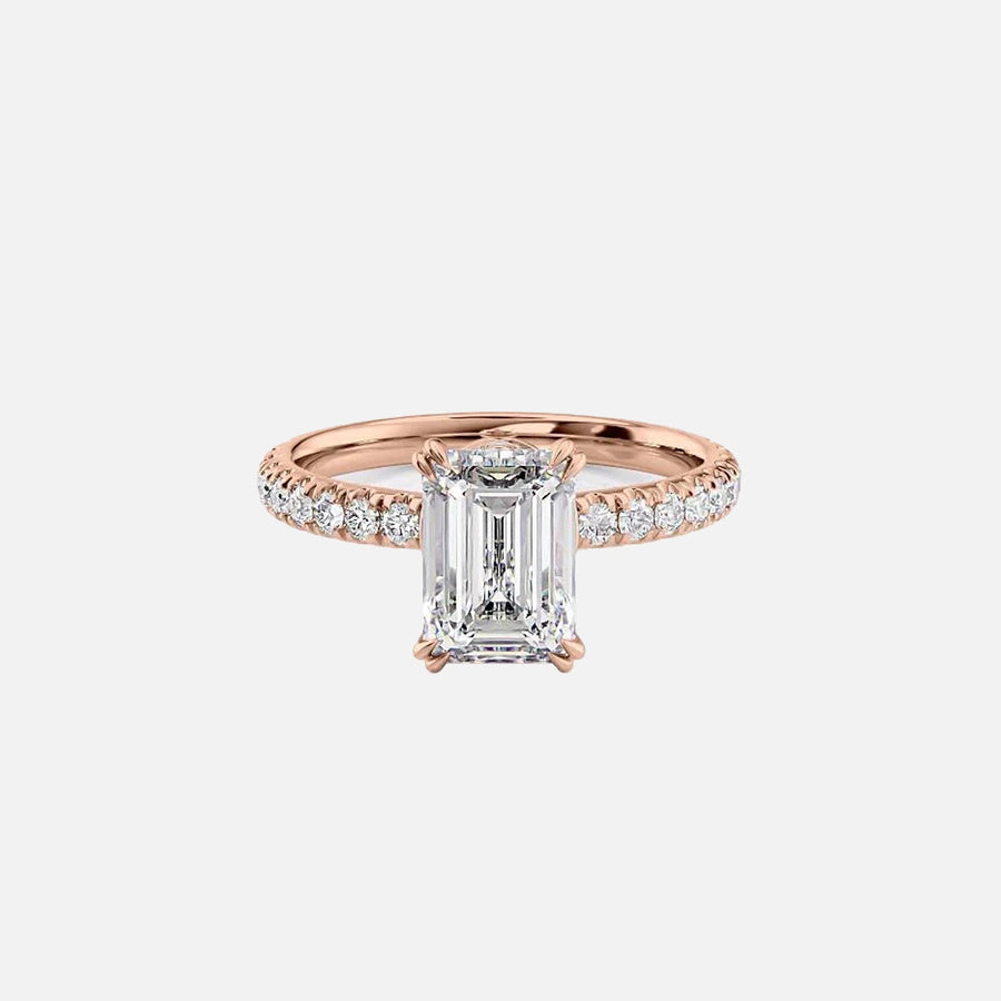  The Sofia Emerald Moissanite Ring 14k Rose Gold 001