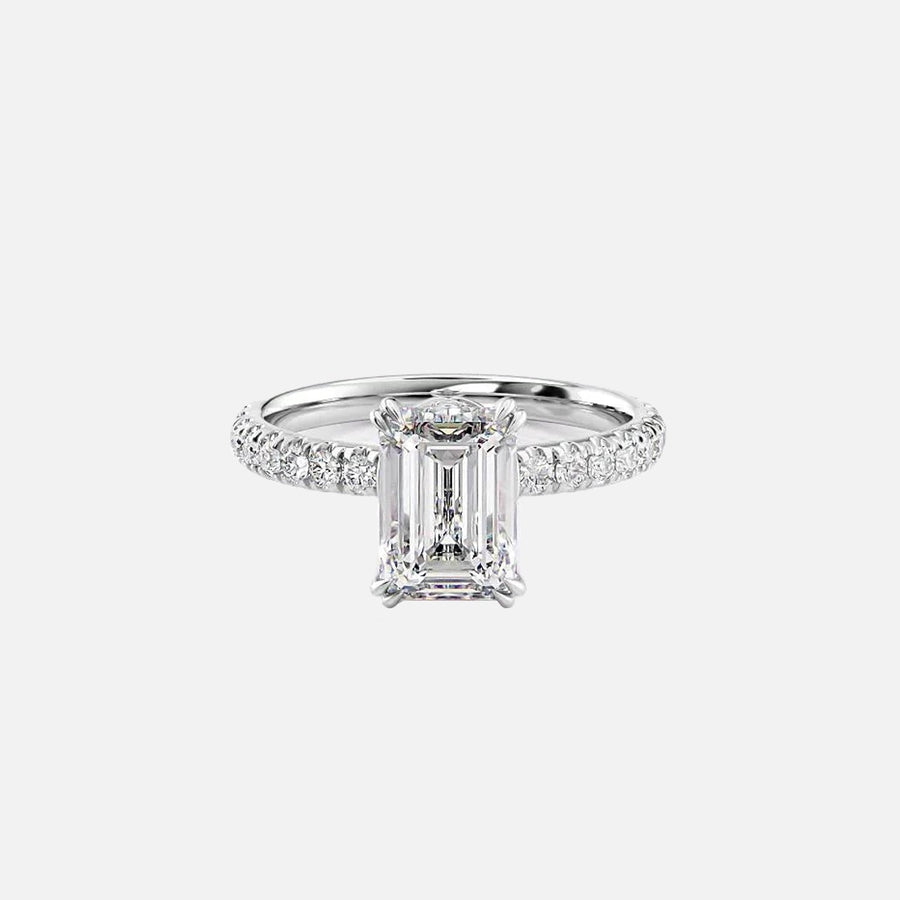  The Sofia Emerald Moissanite Ring 14k White Gold 001