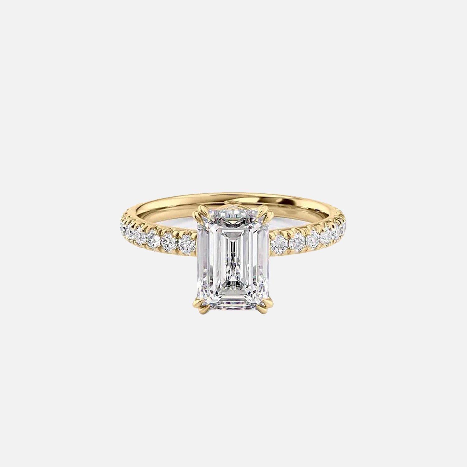 The Sofia Emerald Moissanite Ring 14k Yellow Gold 001