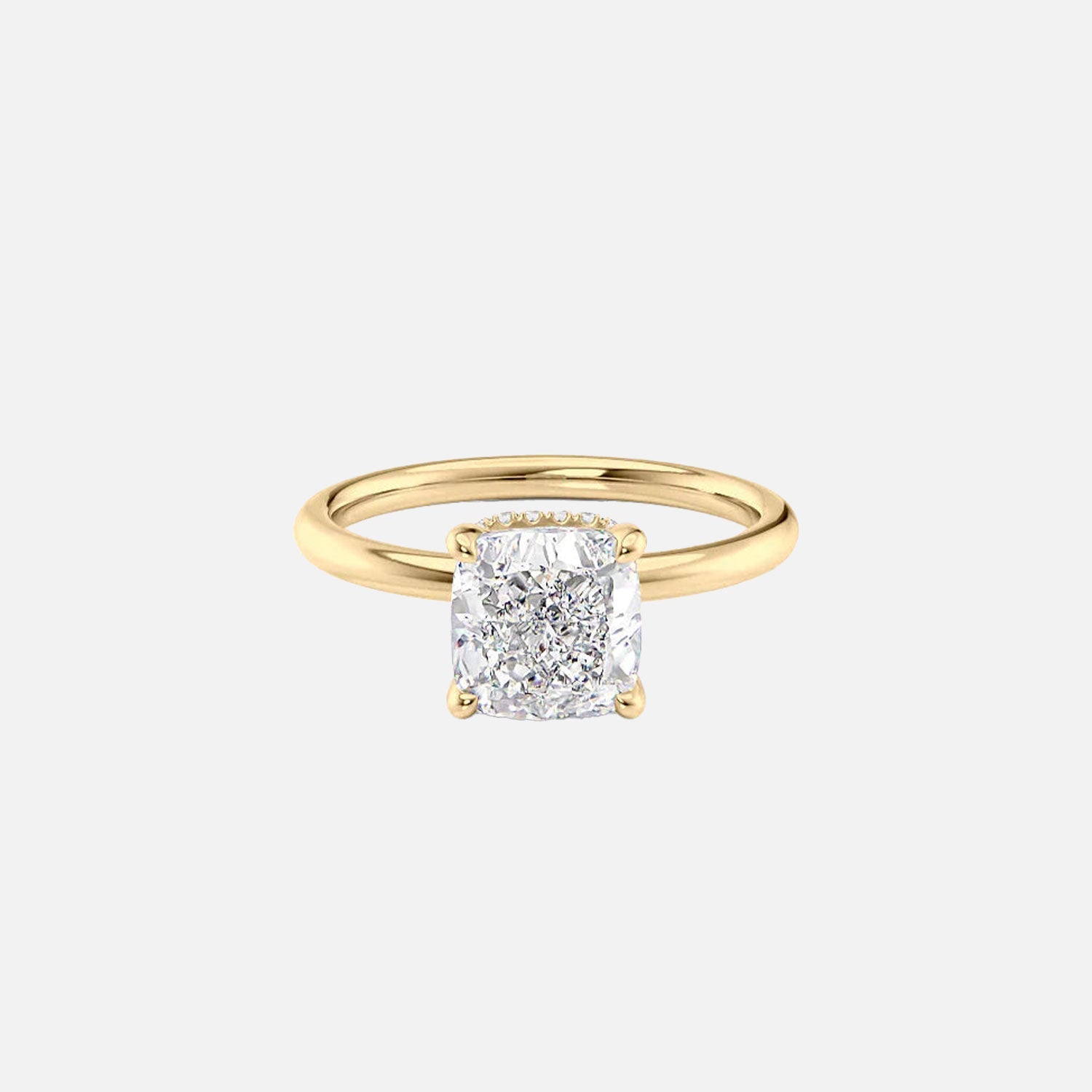 The Solitaire Alex Cushion Lab Diamond Ring 14k Yellow Gold 001