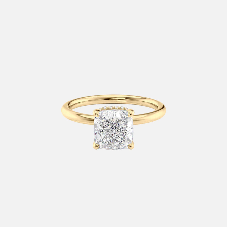 The Solitaire Alex Cushion Moissanite Ring 14k Yellow Gold 001