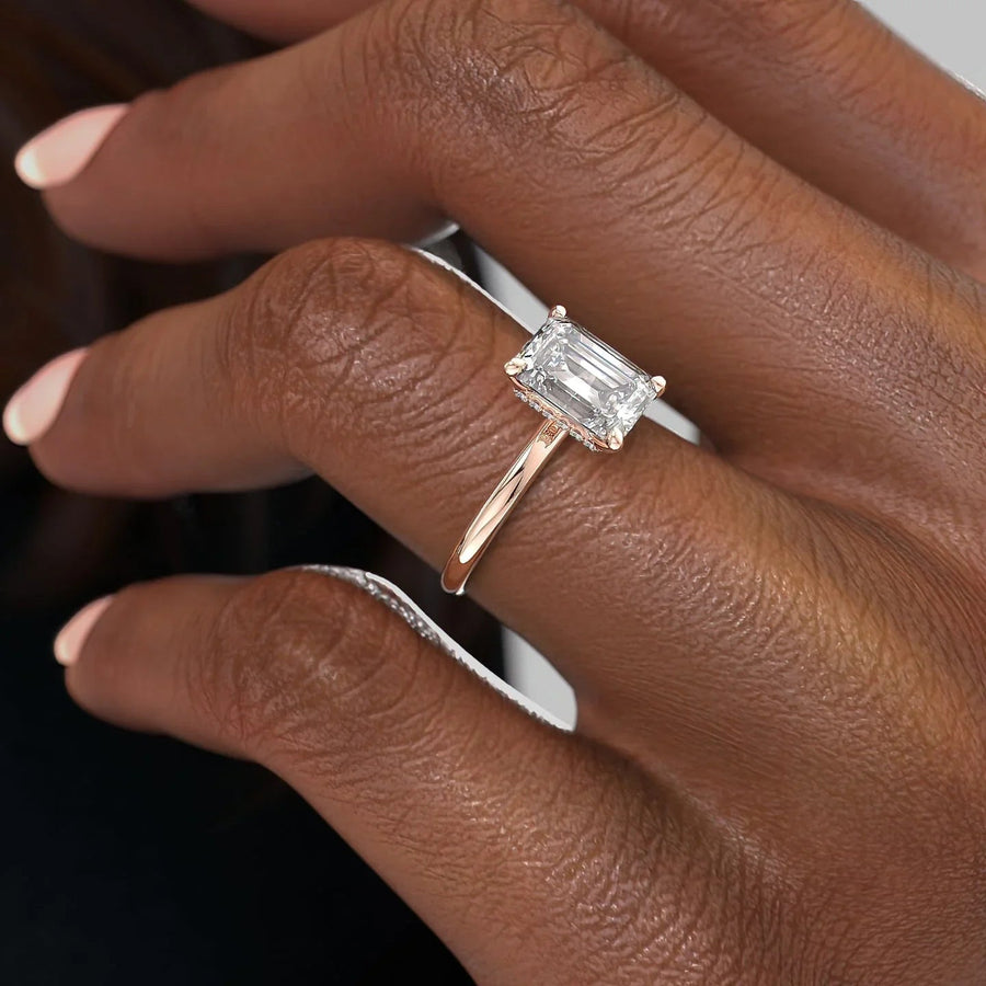  The Solitaire Alex Emerald Moissanite Ring 14k Rose Gold 005 Final