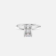  The Solitaire Alex Emerald Moissanite Ring 14k White Gold 001