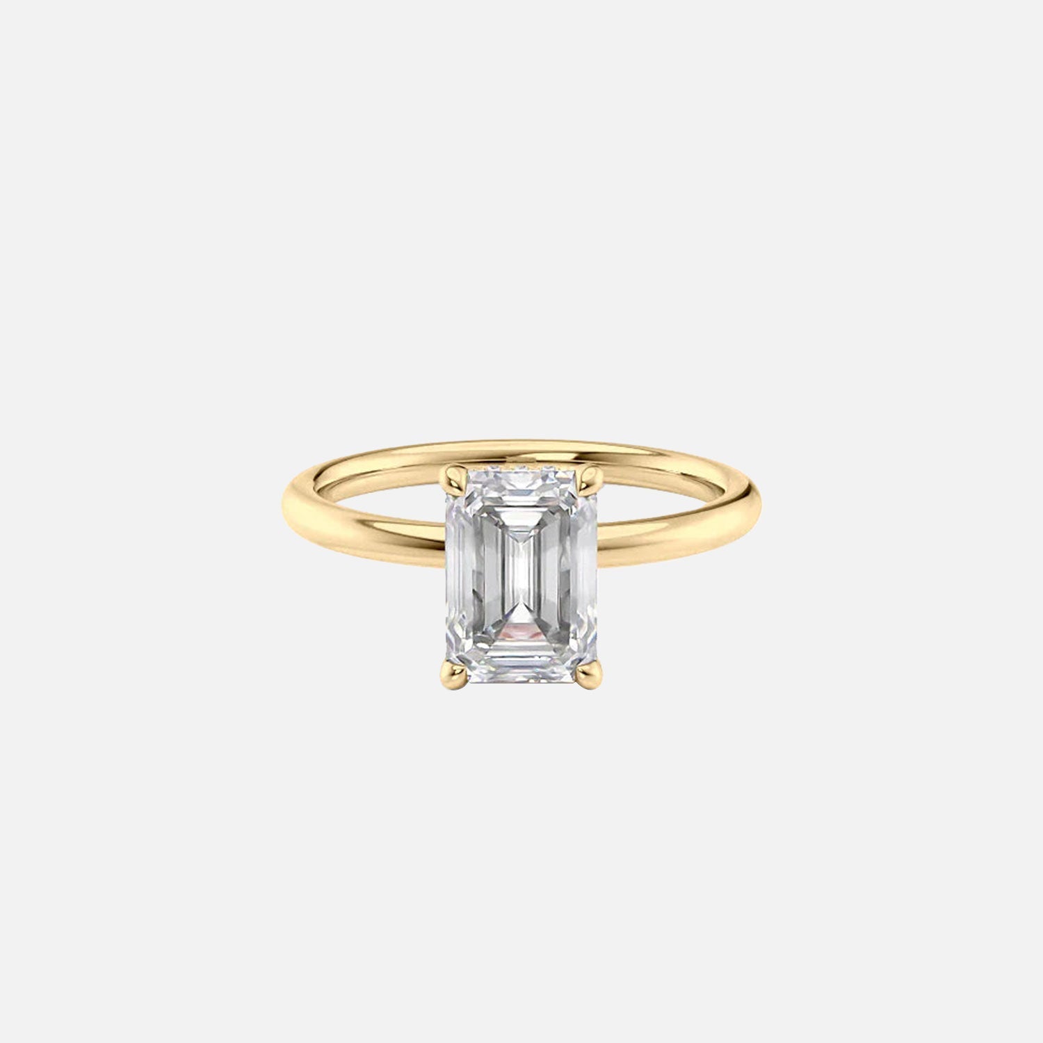 The Solitaire Alex Emerald Moissanite Ring 14k Yellow Gold 001