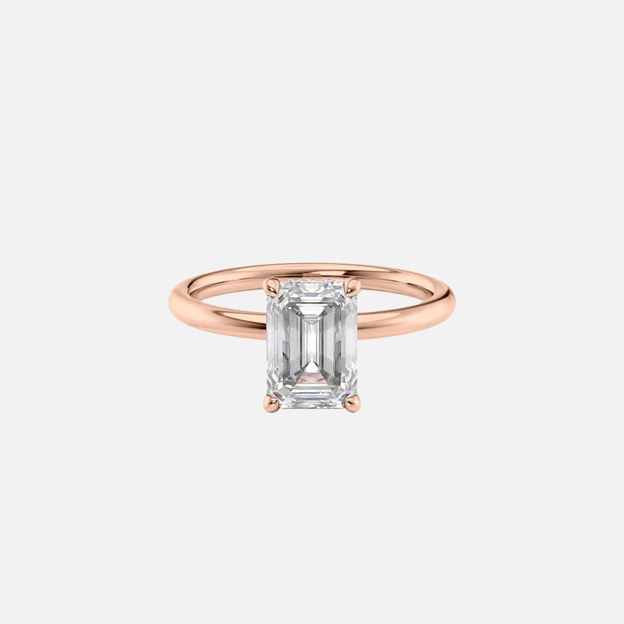  The Solitaire Alex Emerald Moissanite Ring 18k Rose Gold 001