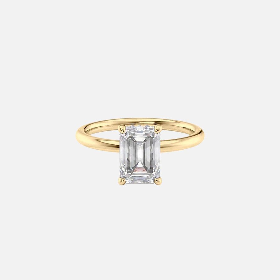  The Solitaire Alex Emerald Moissanite Ring 18k Yellow Gold 001