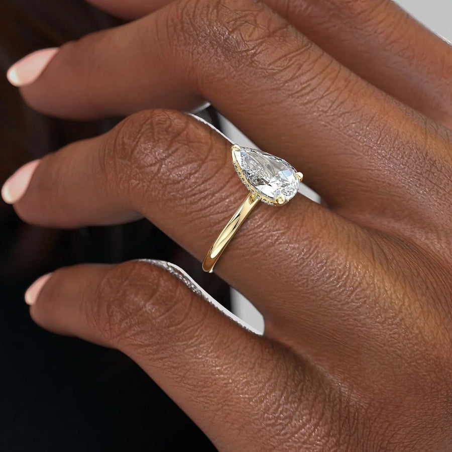  The Solitaire Alex Pear Moissanite Ring 14k Yellow Gold 005 Final