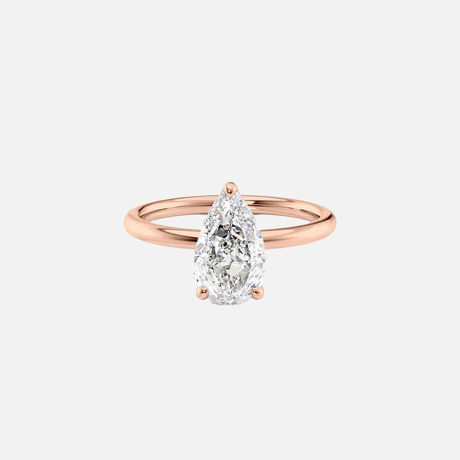  The Solitaire Alex Pear Moissanite Ring 18k Rose Gold 001