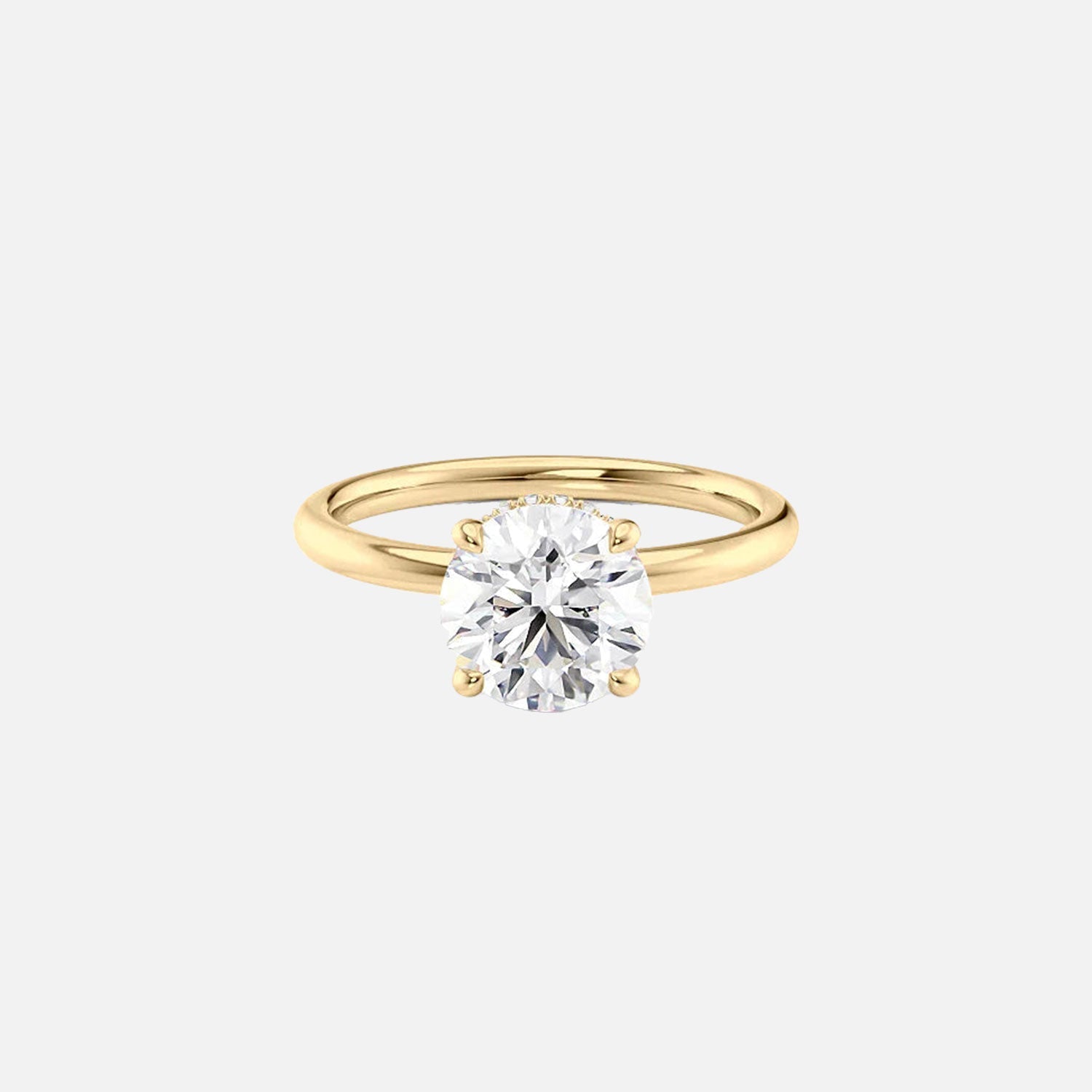 The Solitaire Alex Round Lab Diamond Ring 14k Yellow Gold 001