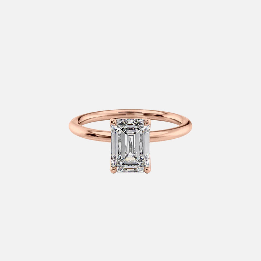  The Solitaire Alison Emerald Lab Diamond Ring 18k Rose Gold 001