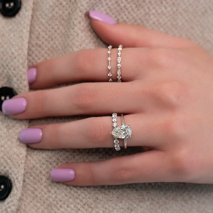  The Solitaire Alison Pear Moissanite Ring 14k White Gold 003
