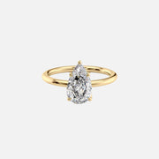 The Solitaire Alison Pear Moissanite Ring 14k Yellow Gold 001