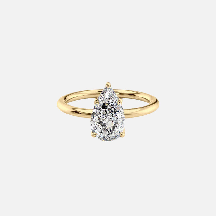 The Solitaire Alison Pear Moissanite Ring 14k Yellow Gold 001