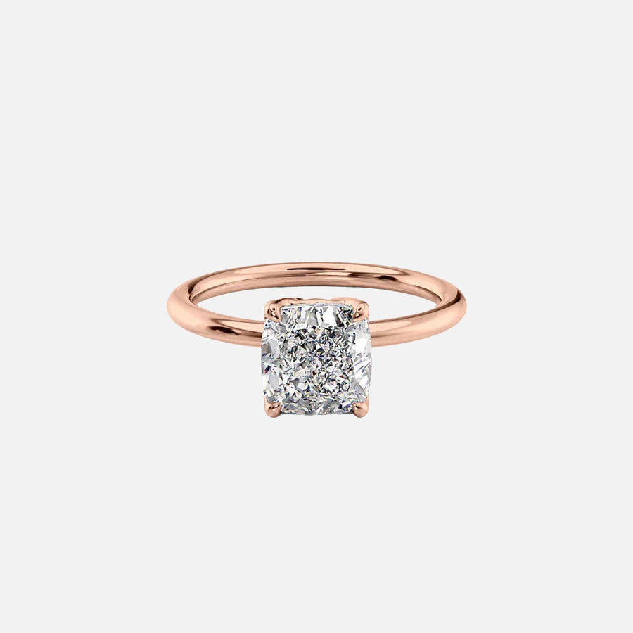  The Solitaire Ashley Cushion Lab Diamond Ring 14k Rose Gold 001