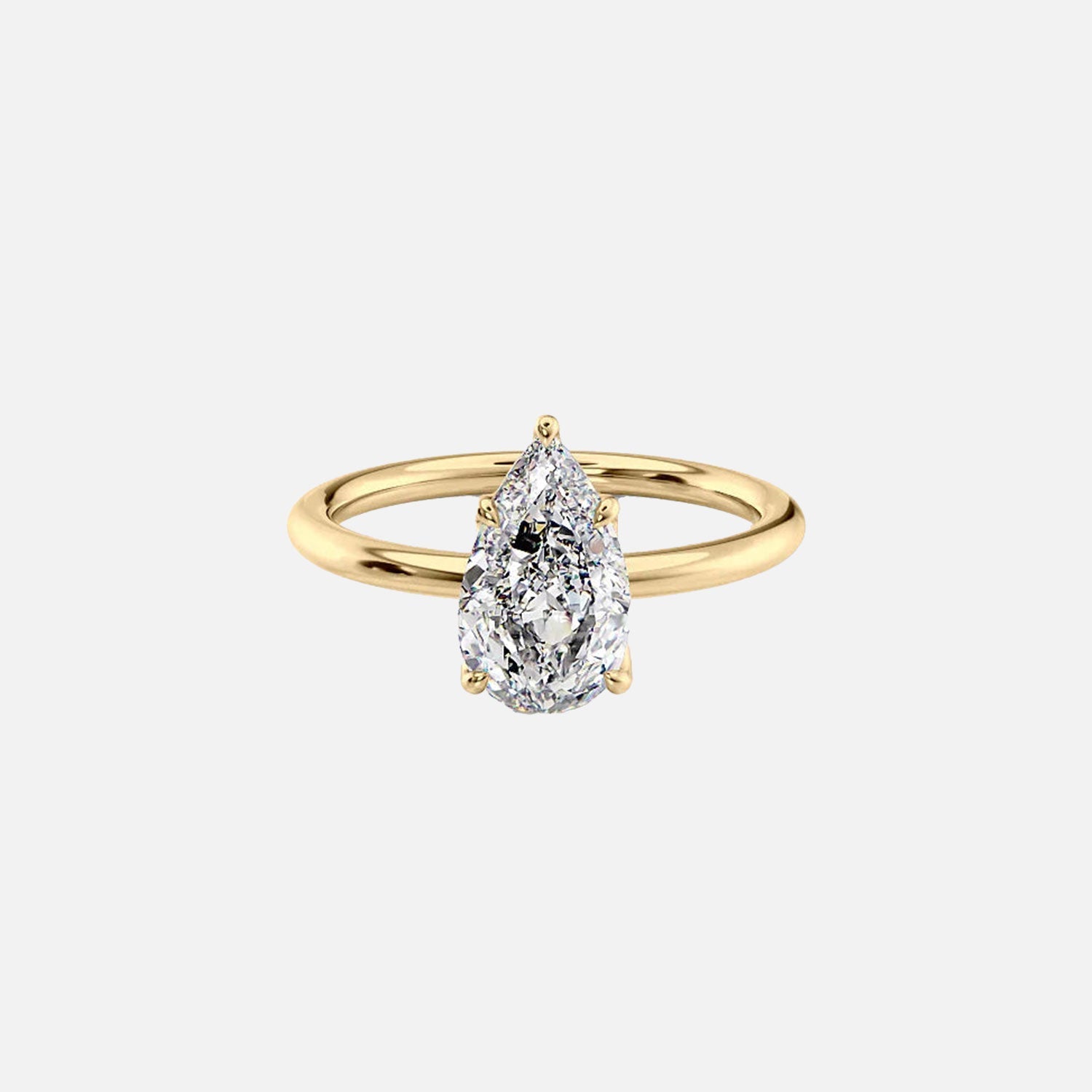 The Solitaire Ashley Pear Lab Diamond Ring 14k Yellow Gold 001