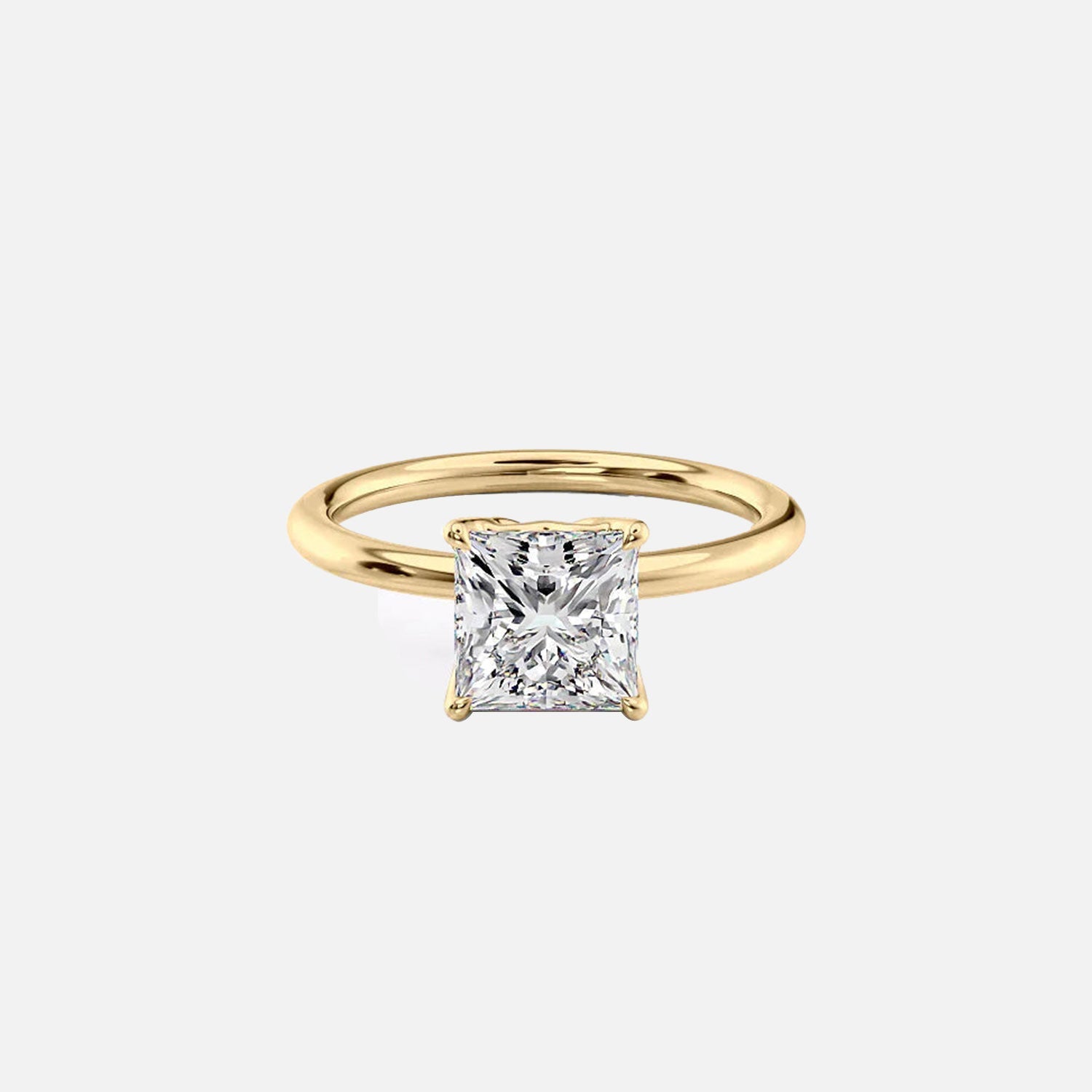 The Solitaire Ashley Princess Lab Diamond Ring 14k Yellow Gold 001