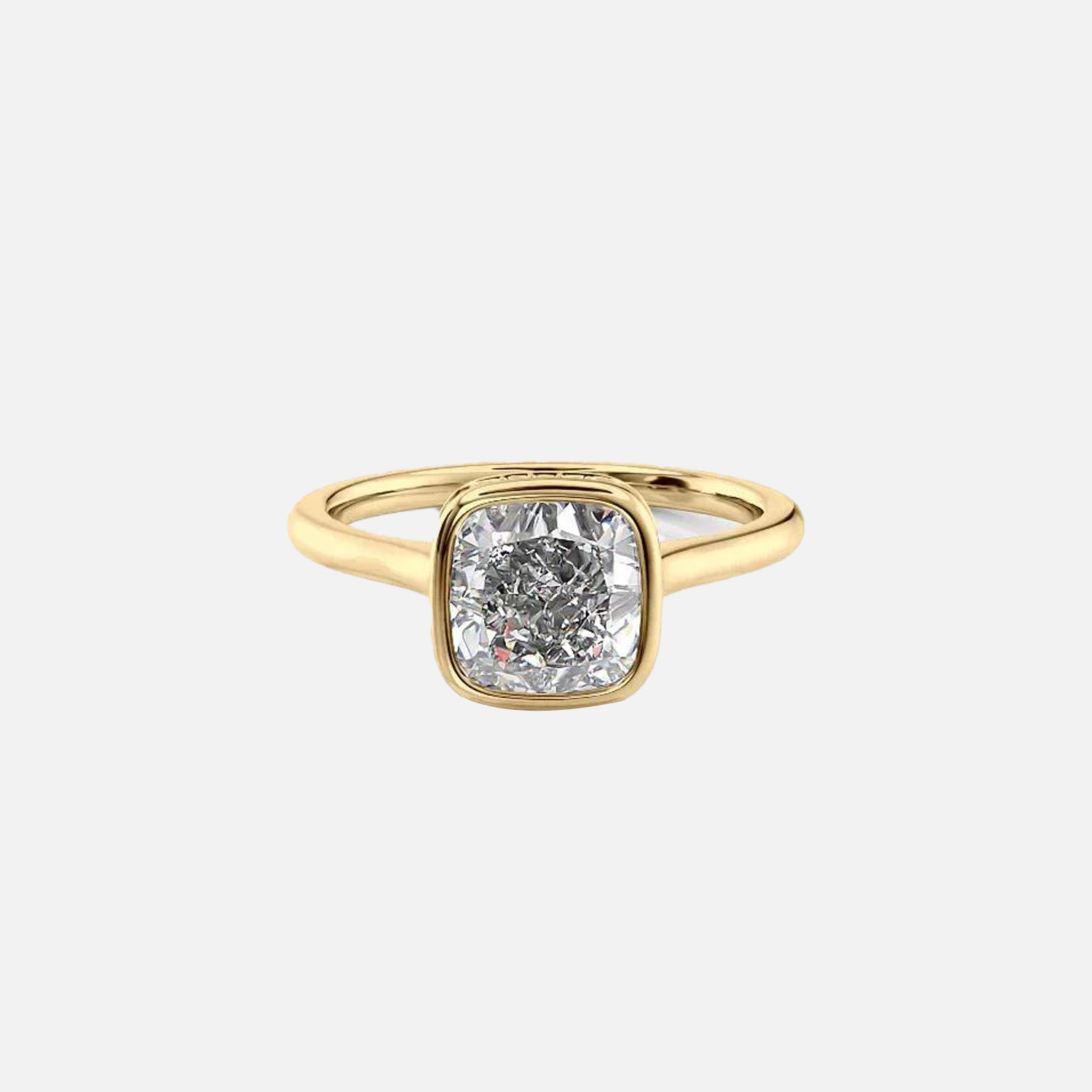 The Solitaire Charlotte Cushion Lab Diamond Ring 14k Yellow Gold 001