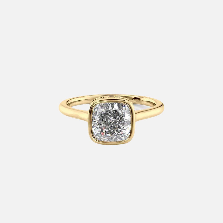  The Solitaire Charlotte Cushion Lab Diamond Ring 18k Yellow Gold 001