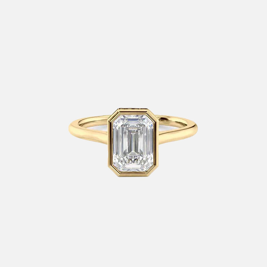 The Solitaire Charlotte Emerald Lab Diamond Ring 14k Yellow Gold 001