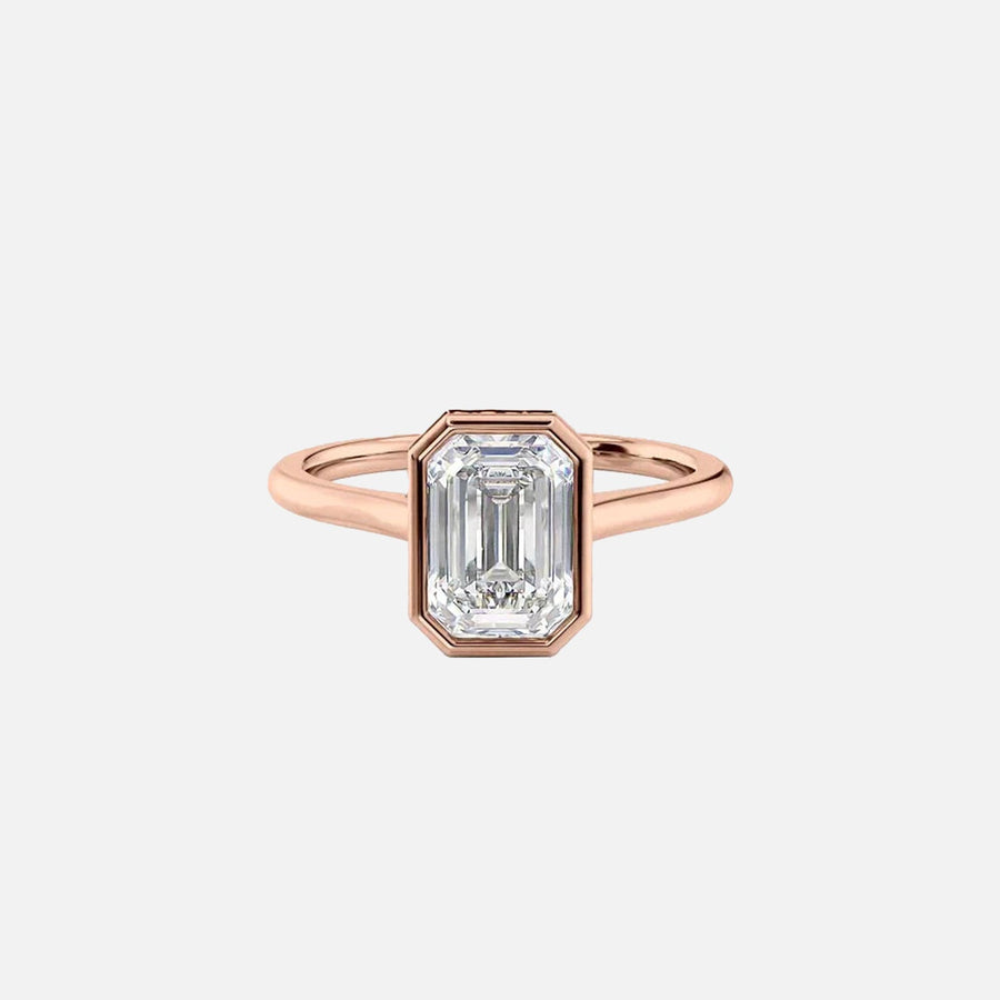  The Solitaire Charlotte Emerald Lab Diamond Ring 18k Rose Gold 001