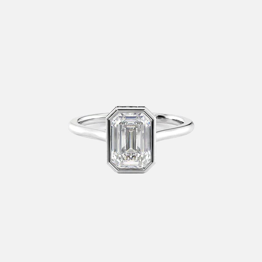  The Solitaire Charlotte Emerald Lab Diamond Ring 18k White Gold 001