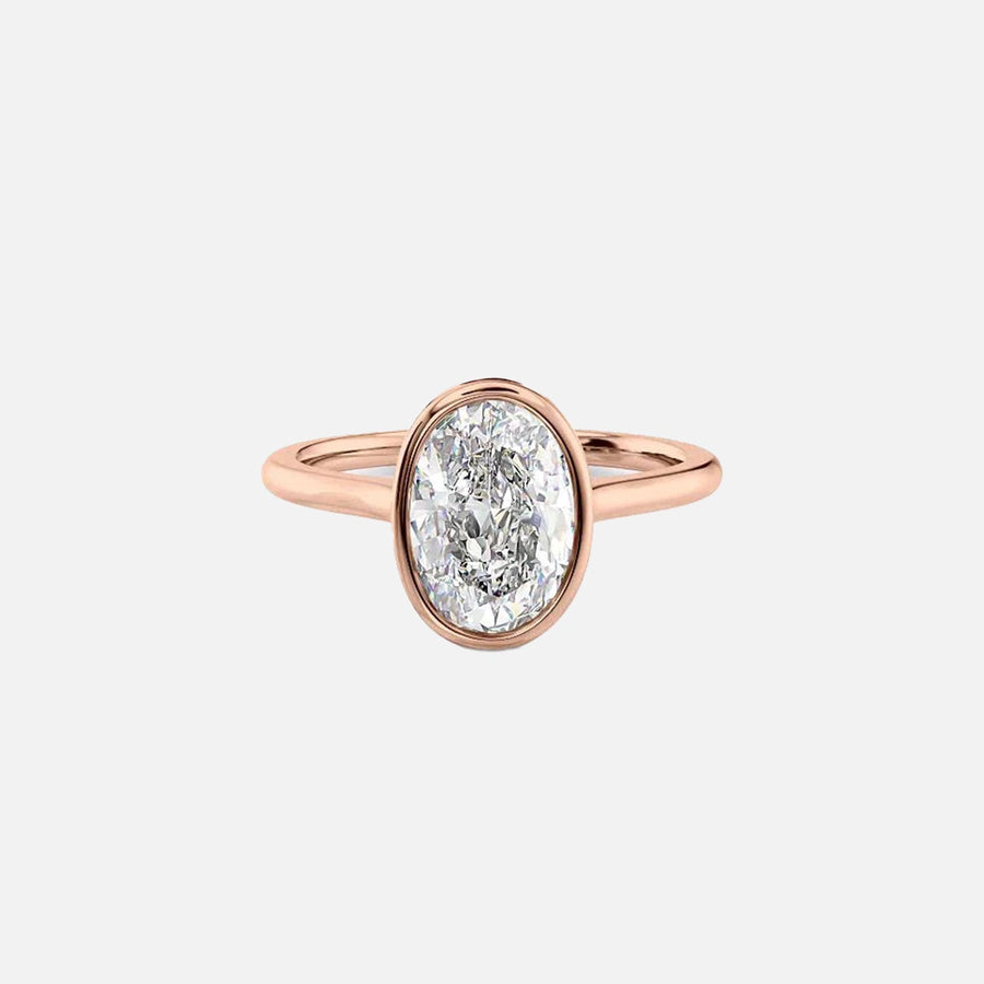  The Solitaire Charlotte Oval Lab Diamond Ring 14k Rose Gold 001