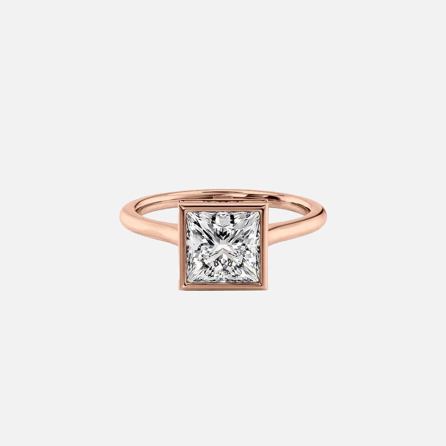  The Solitaire Charlotte Princess Lab Diamond Ring 14k Rose Gold 001