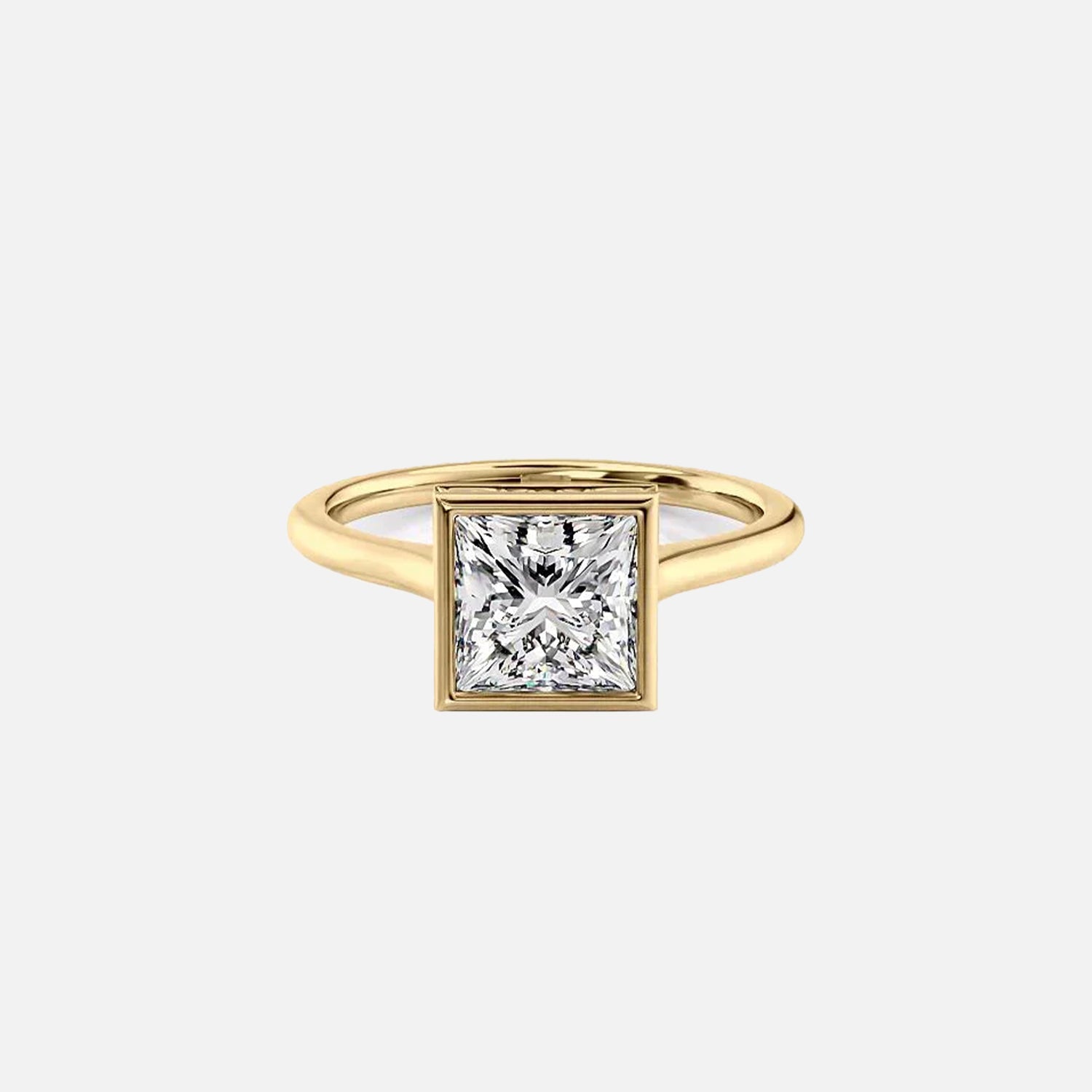 The Solitaire Charlotte Princess Lab Diamond Ring 14k Yellow Gold 001