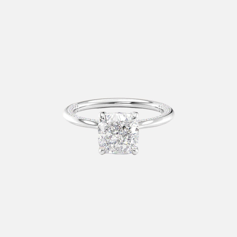  The Solitaire Claire Cushion Lab Diamond Ring 14k White Gold 001